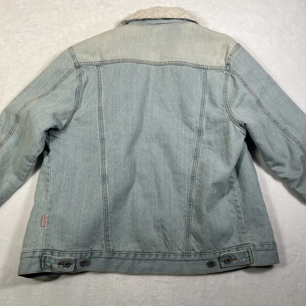 Brooklyn Cloth Light Blue Sherpa Lined Denim Button Up Jean Jacket Men's‎ Size L